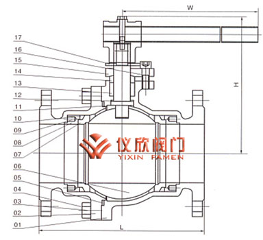 Q41F浮動(dòng)球閥,結構圖