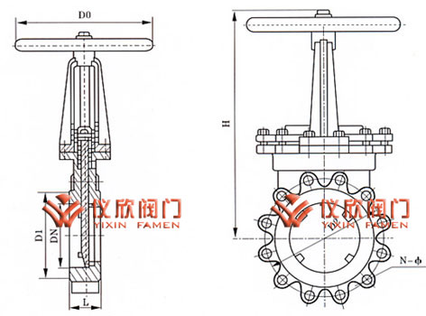 PZ43手動(dòng)對夾式刀形閘閥